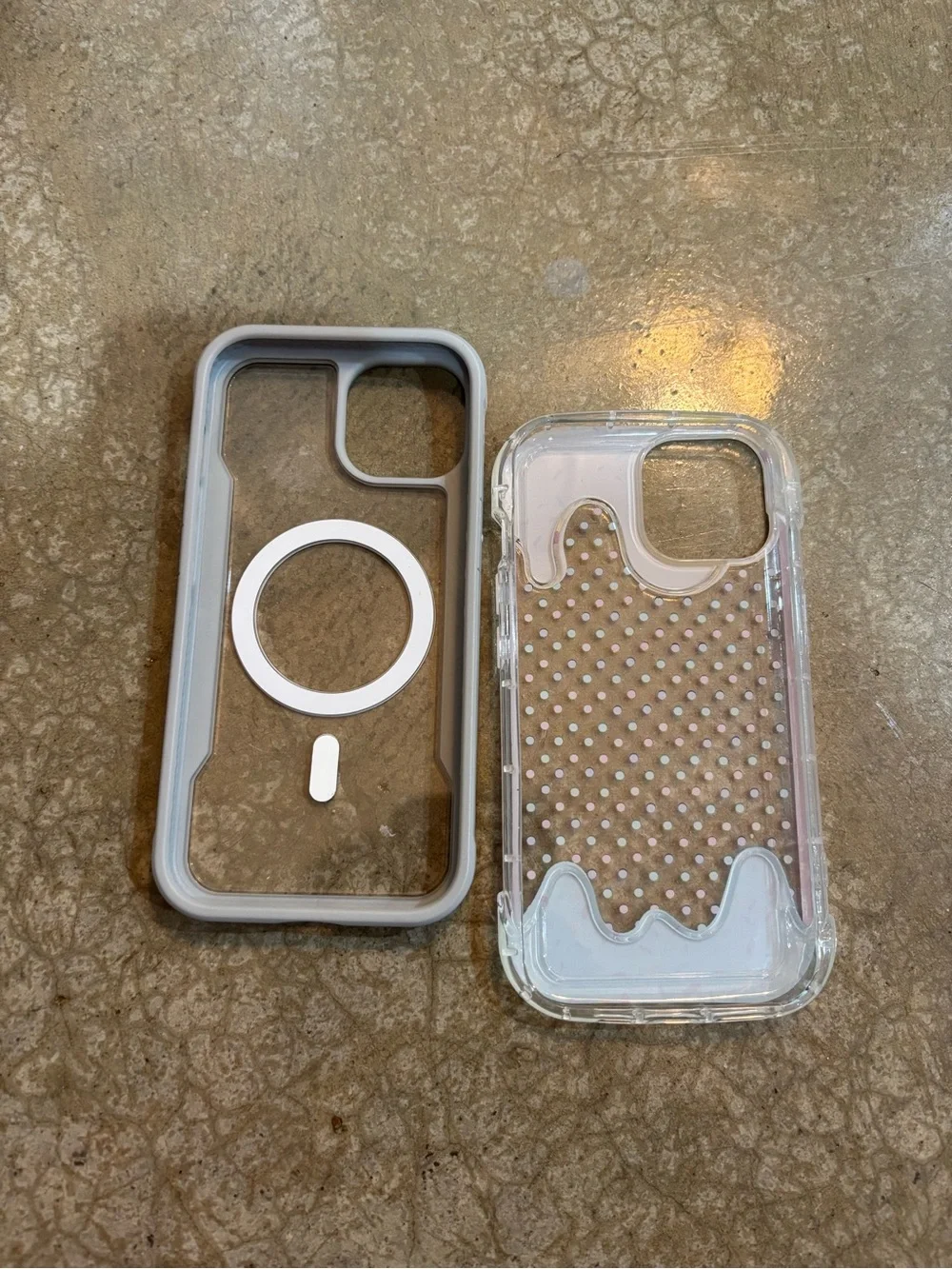 Iridescent MagSafe Compatible Clear Phone Case and Pink Sprinkle Case Set